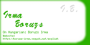 irma boruzs business card